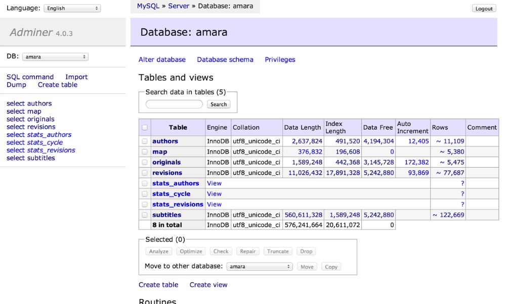 Adminer interface preview 1