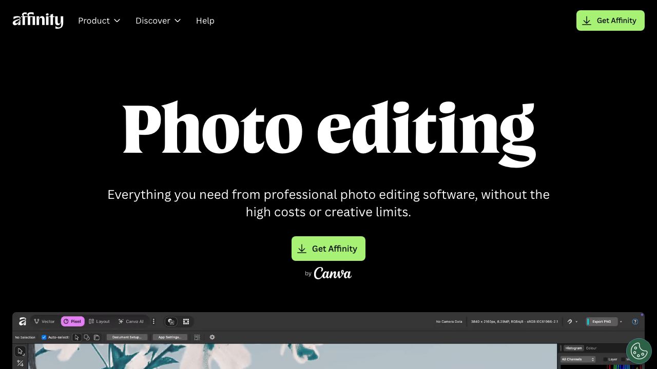 Affinity Photo official website preview