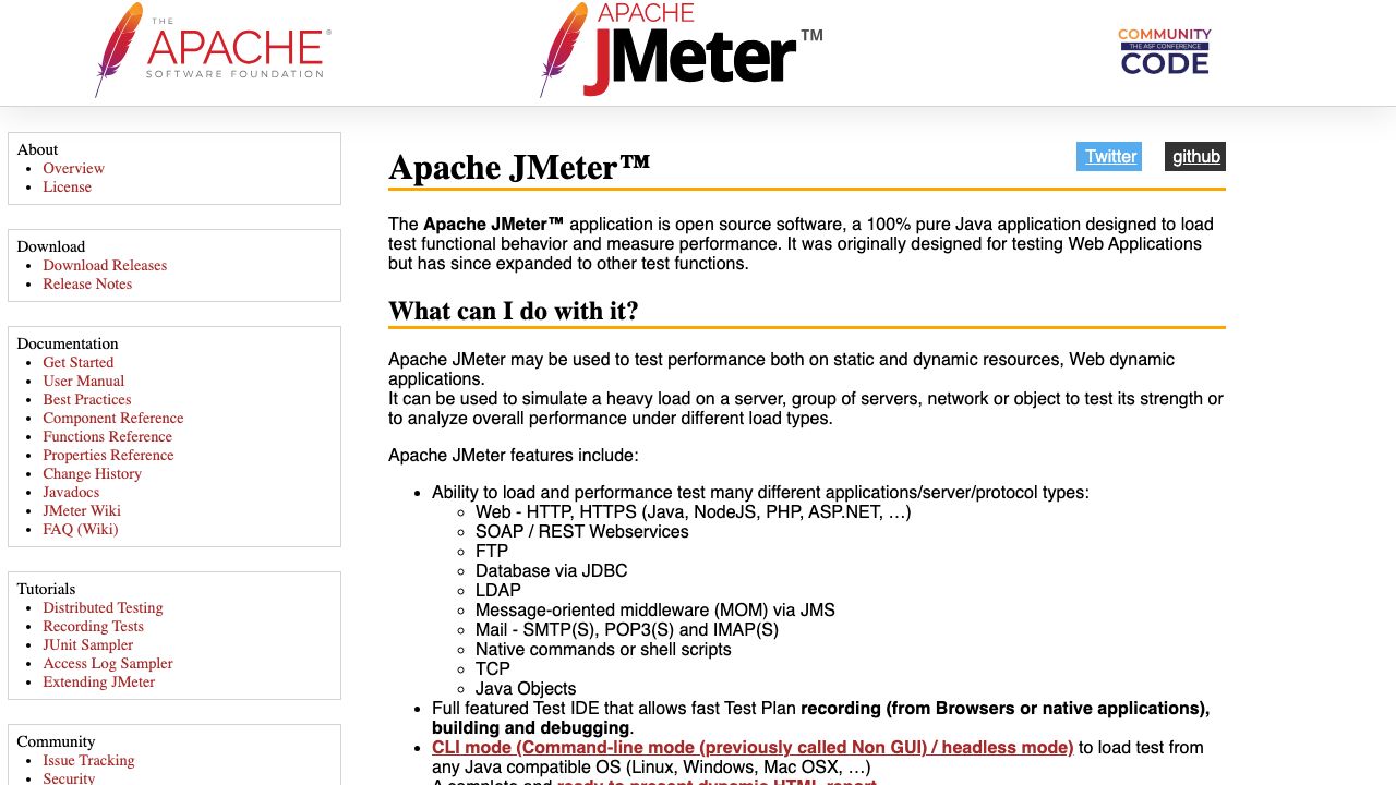 Apache JMeter official website preview