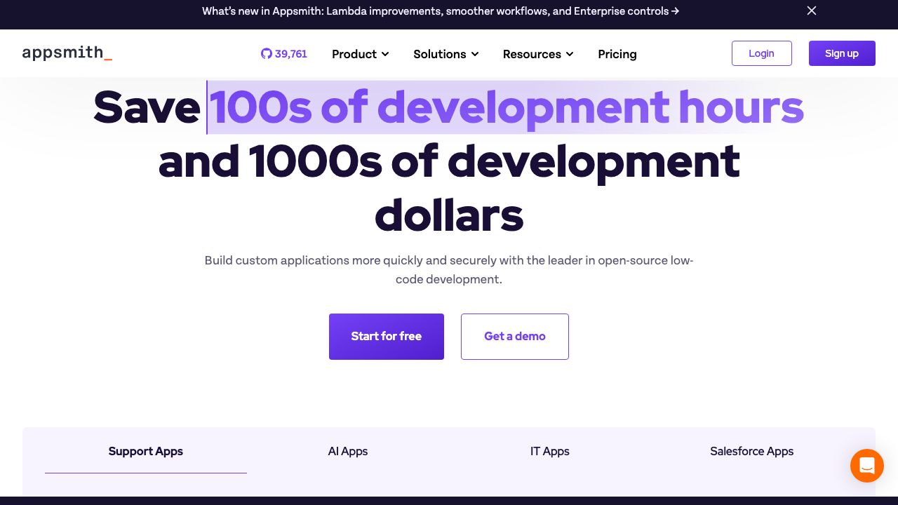 Appsmith official website preview