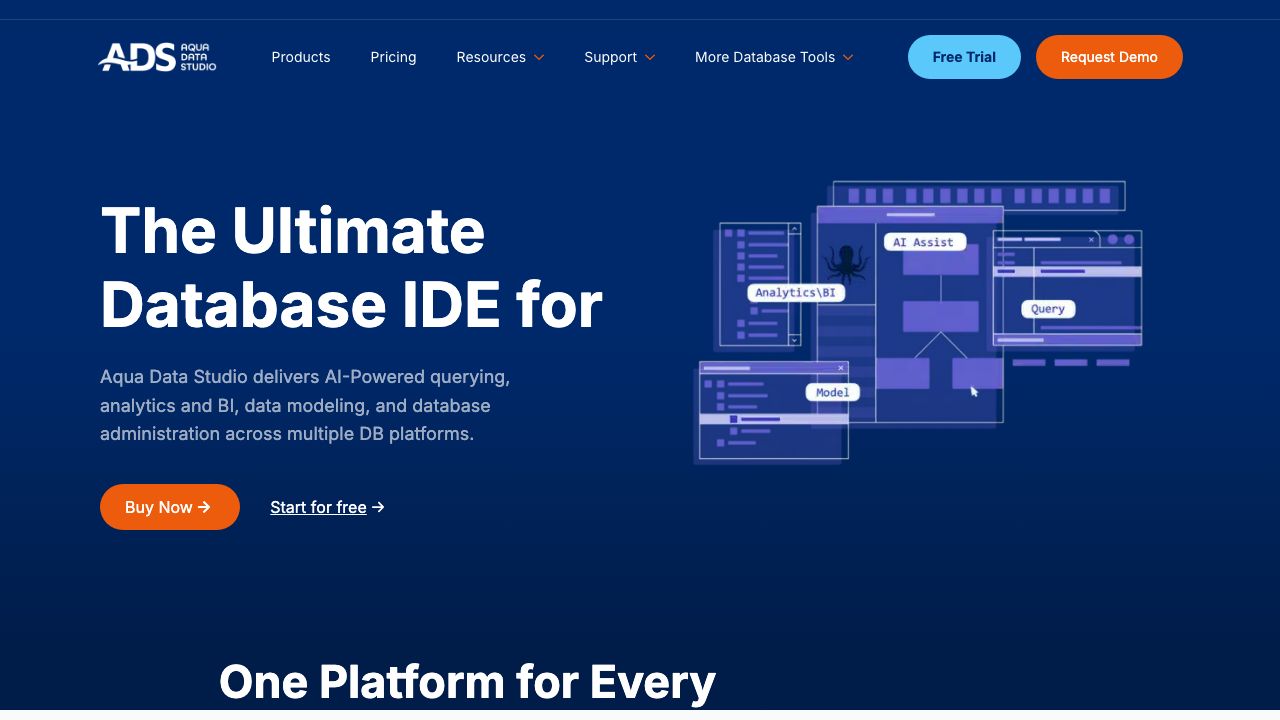 Aqua Data Studio official website preview