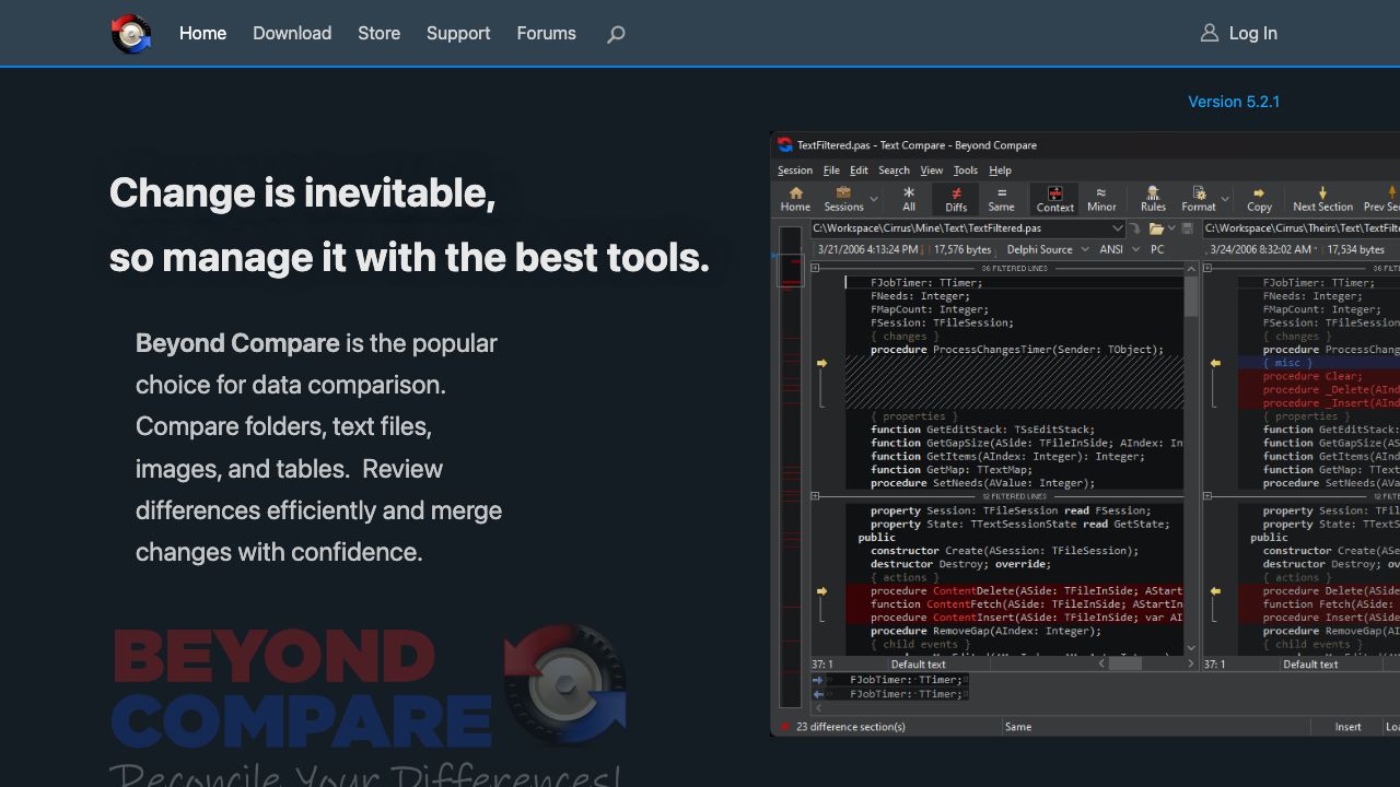 Beyond Compare official website preview