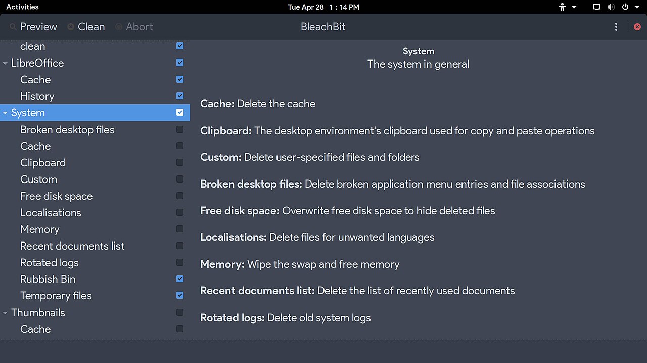 BleachBit interface preview 1