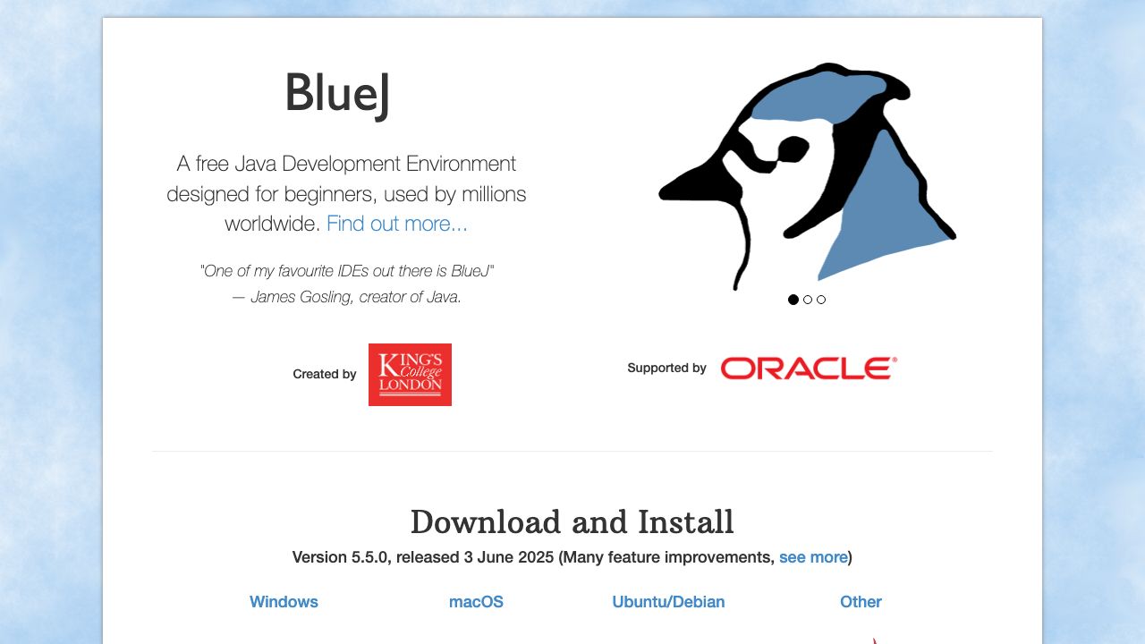 BlueJ IDE official website preview