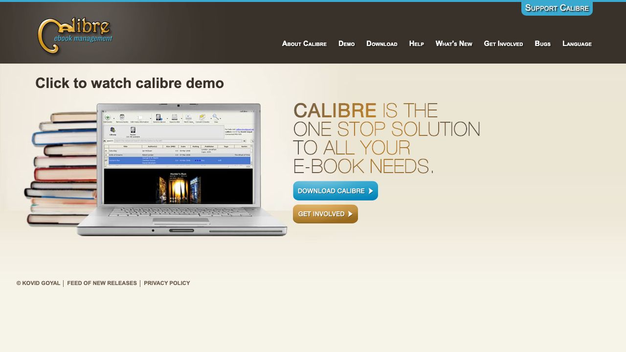 Calibre official website preview
