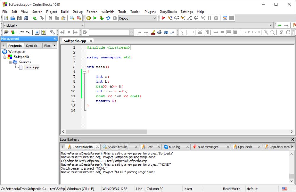Code::Blocks IDE interface preview 1