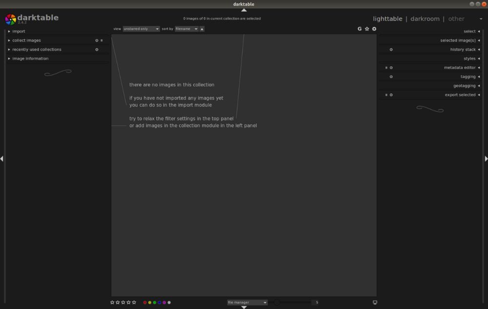 Darktable interface preview 2