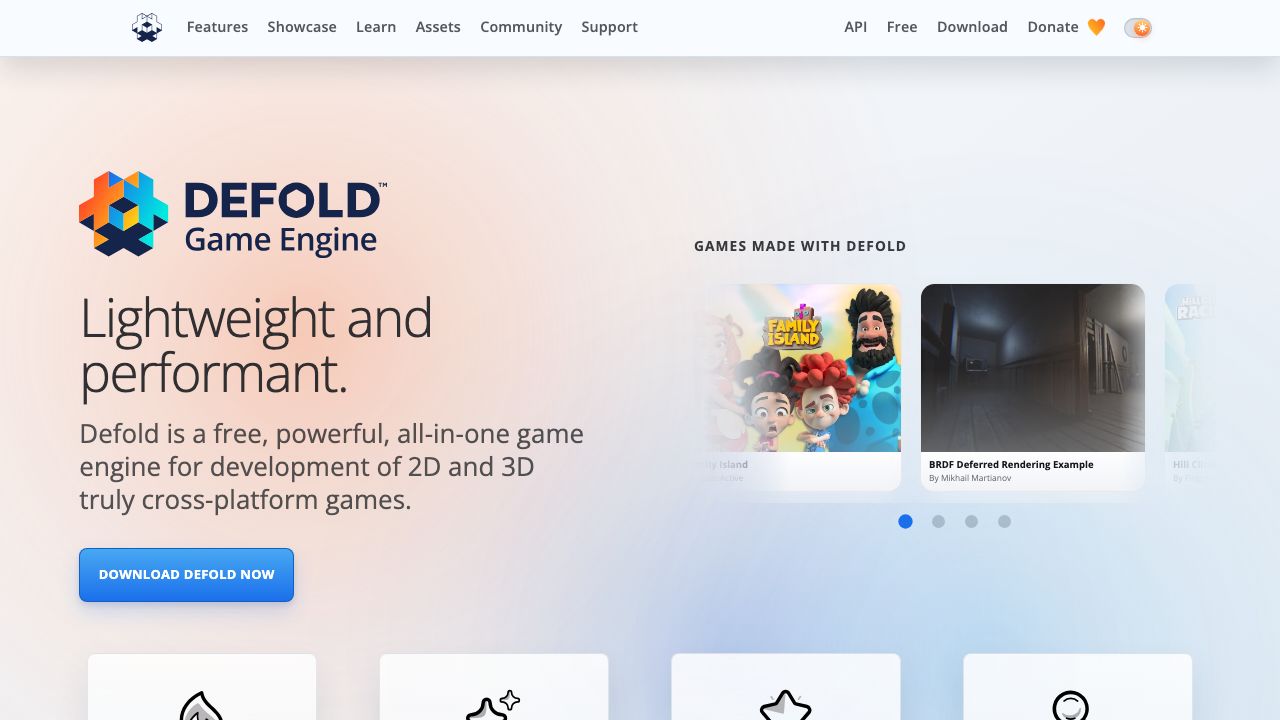 Defold official website preview