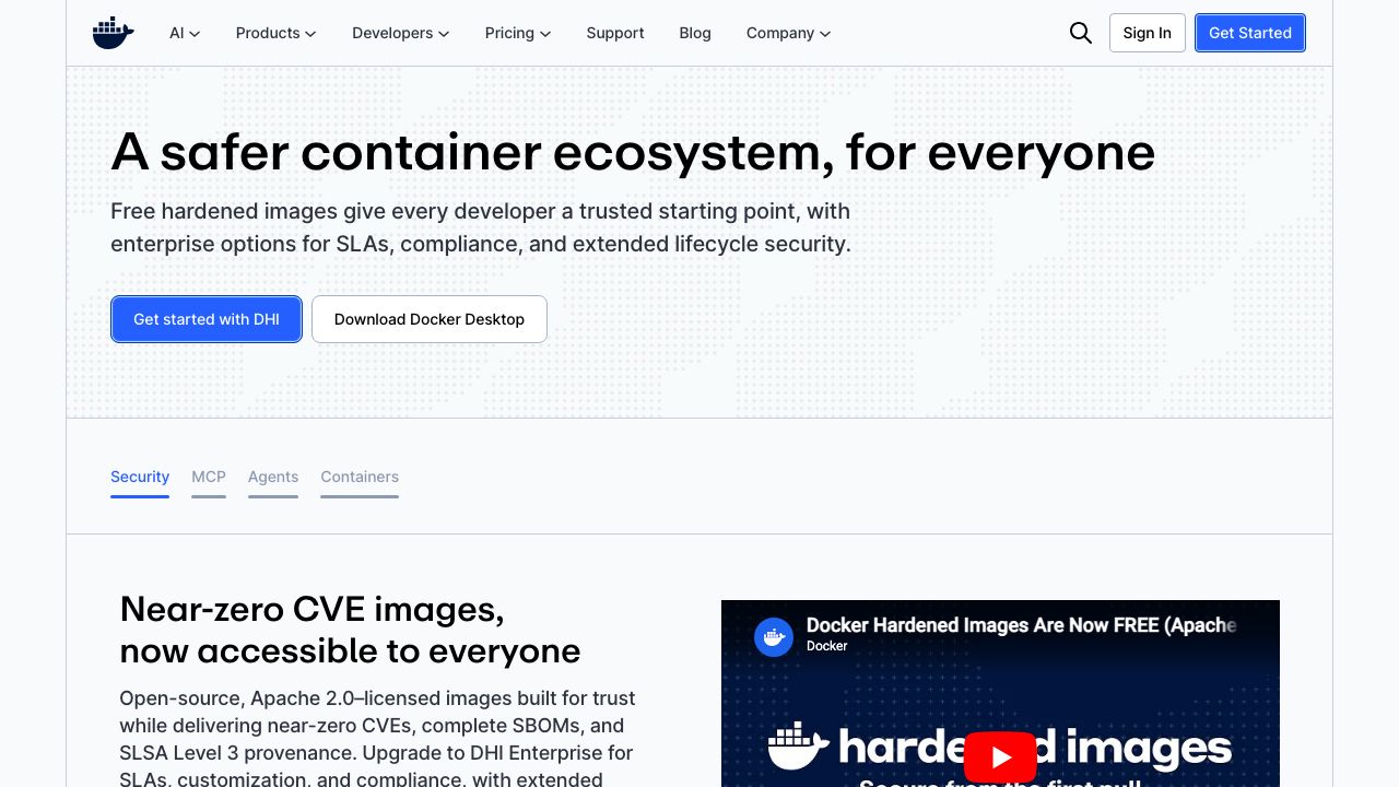 Docker Desktop official website preview