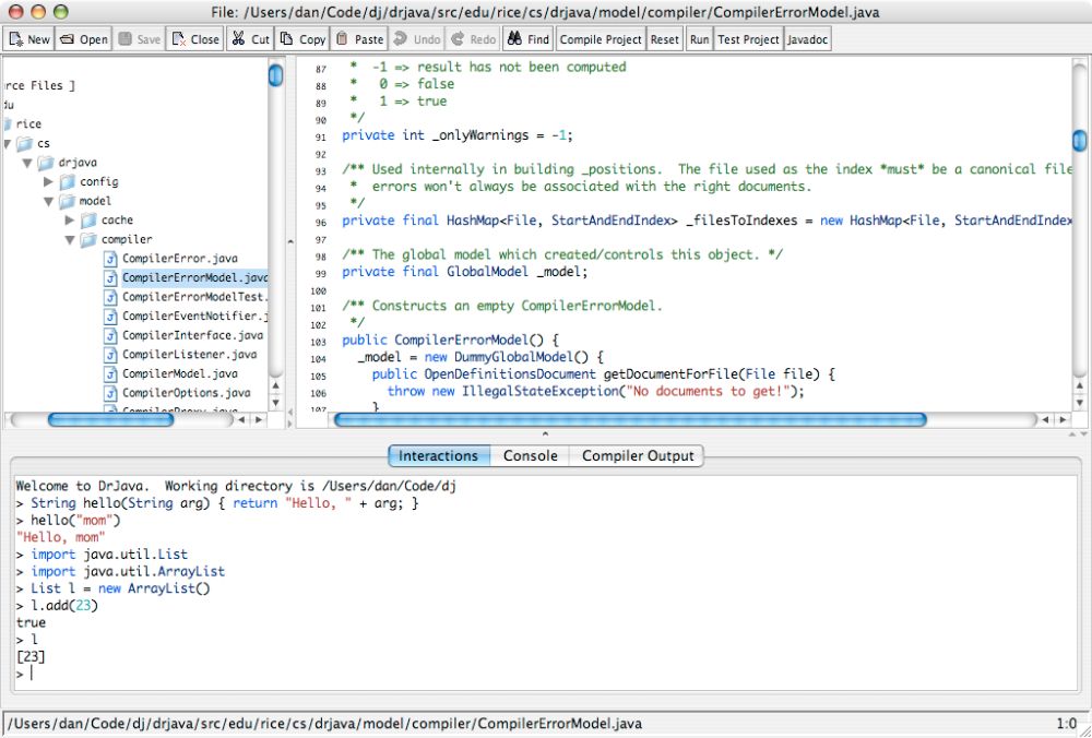 DrJava interface preview 2