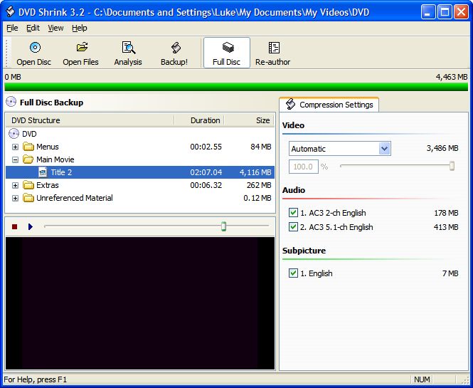 DVD Shrink interface preview 1