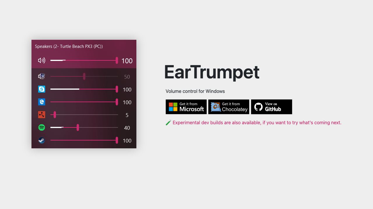 EarTrumpet official website preview