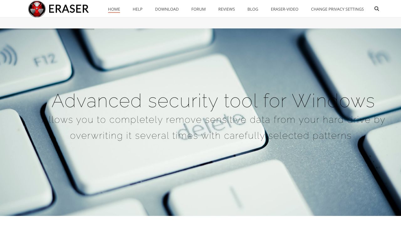 Eraser Secure Delete official website preview