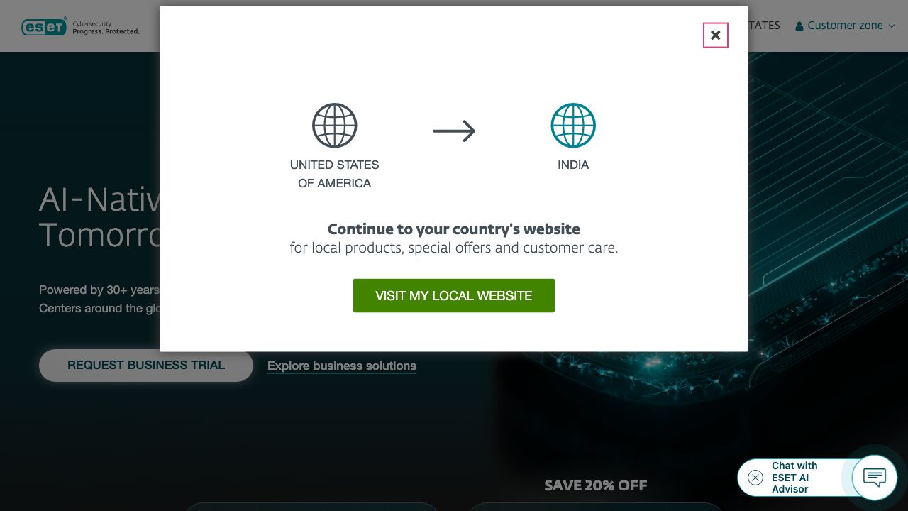 ESET NOD32 official website preview