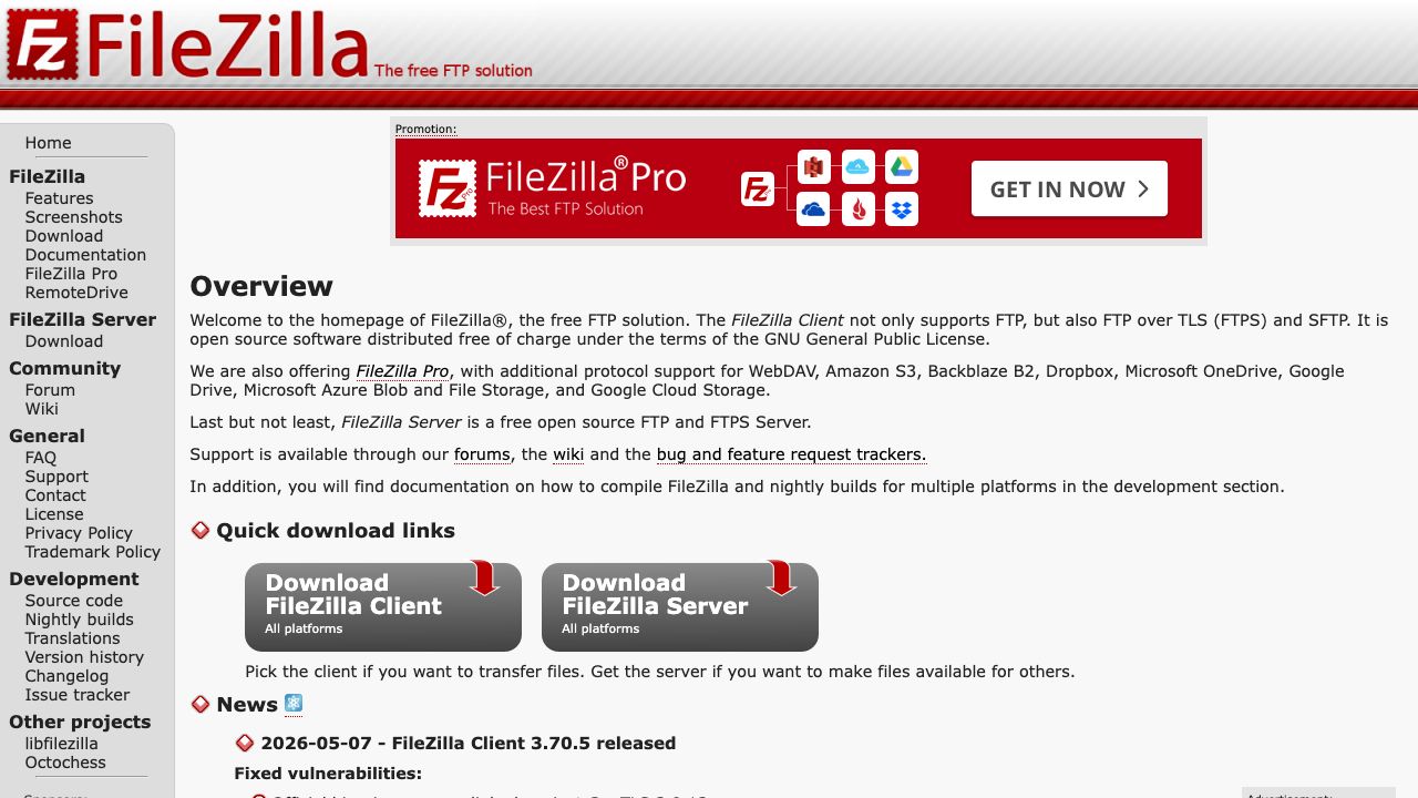 FileZilla Pro official website preview