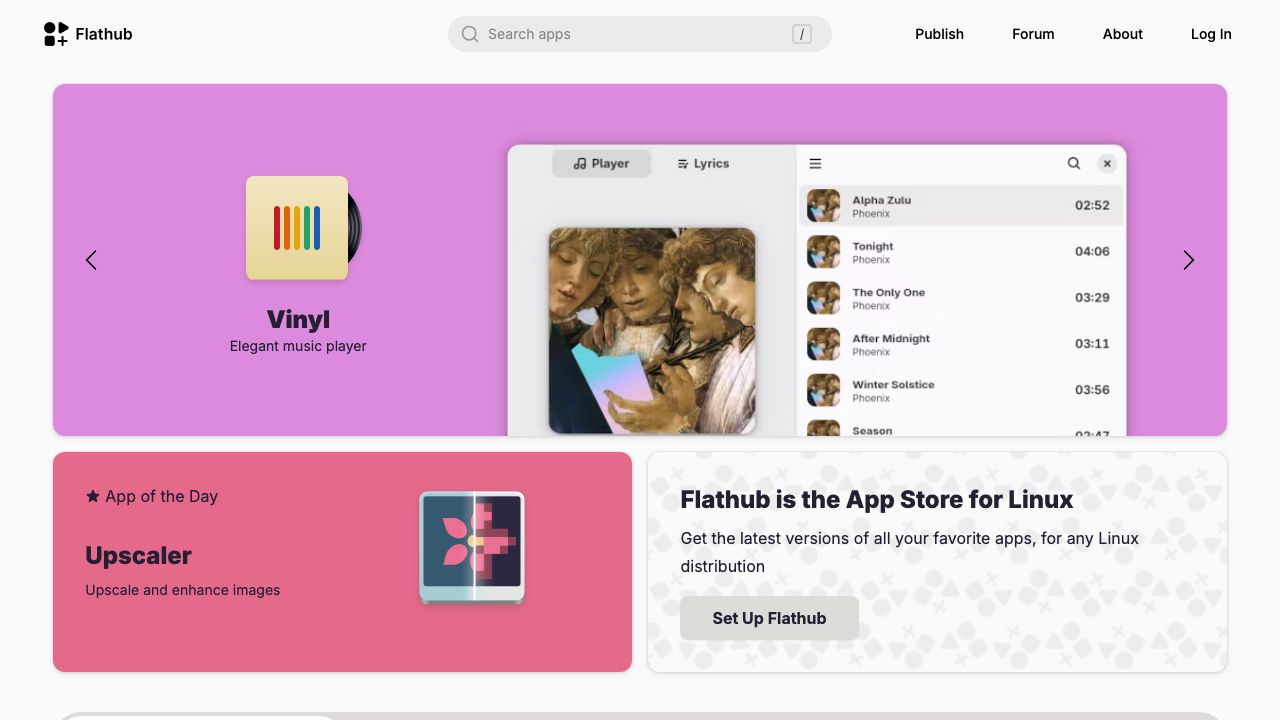 Flathub official website preview