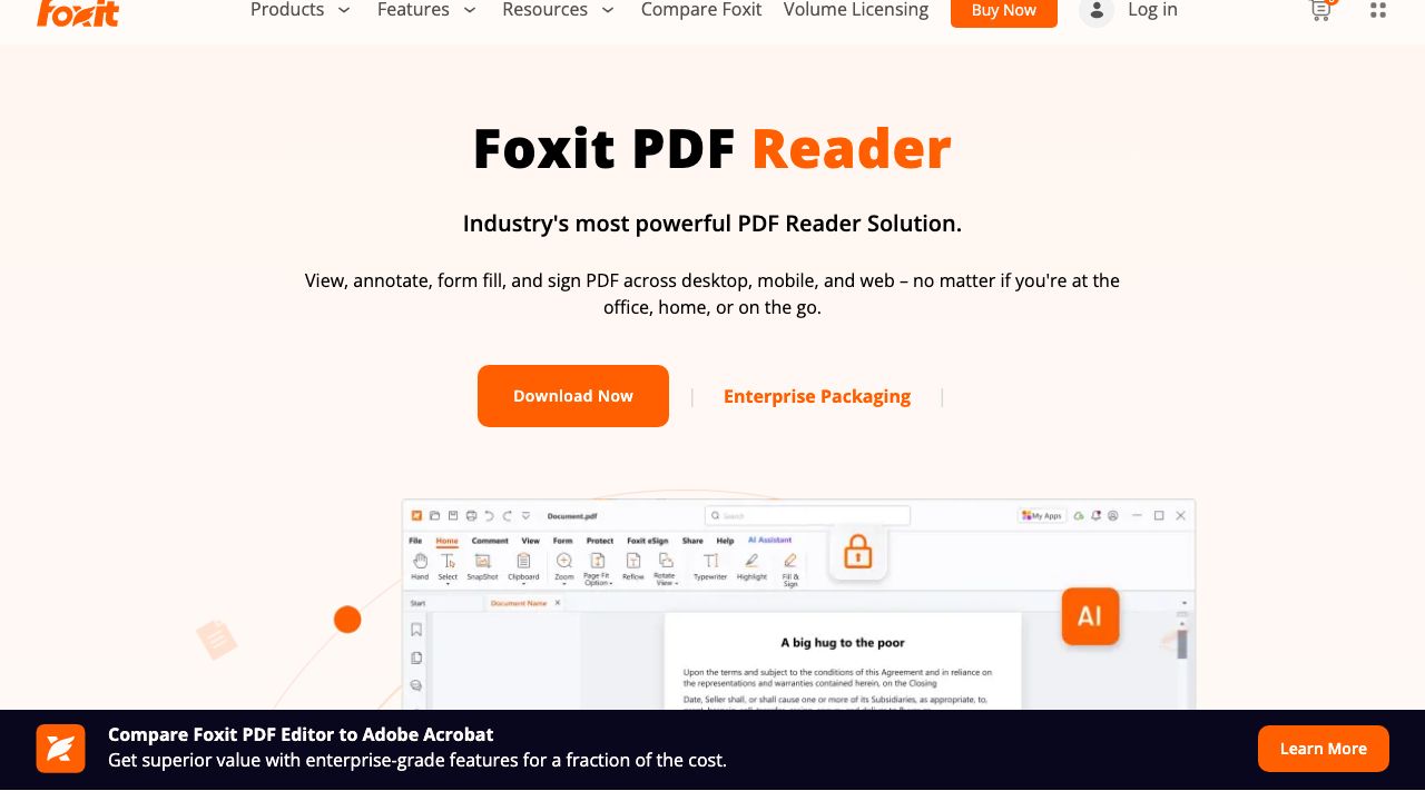 Foxit PDF Reader official website preview
