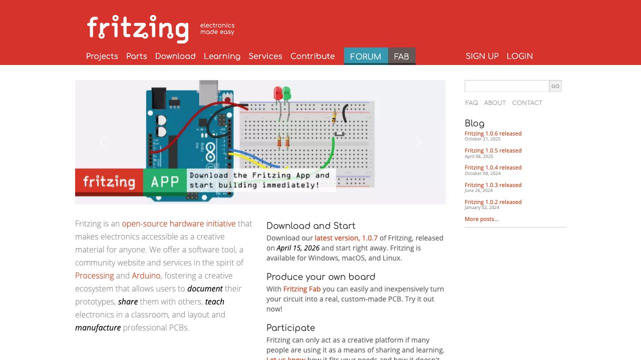 Fritzing official website preview