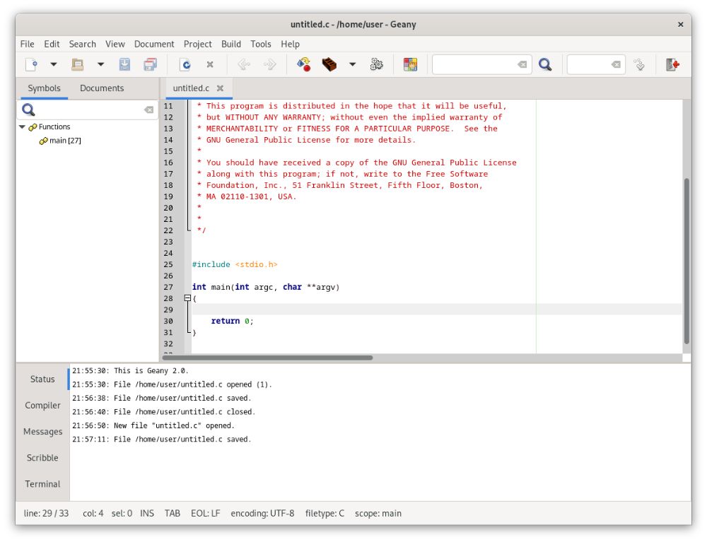 Geany interface preview 3