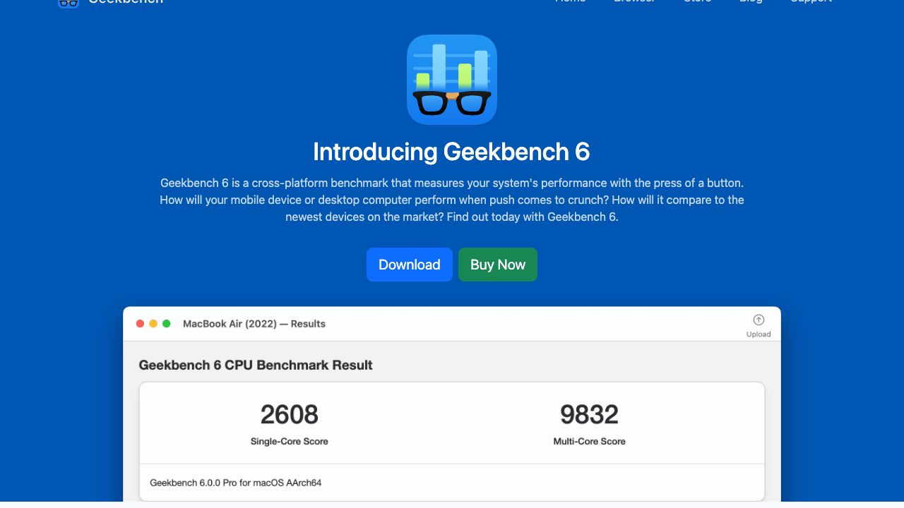 Geekbench official website preview