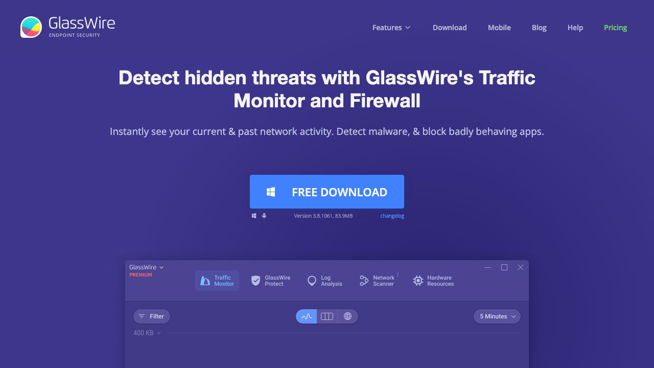 GlassWire Firewall official website preview
