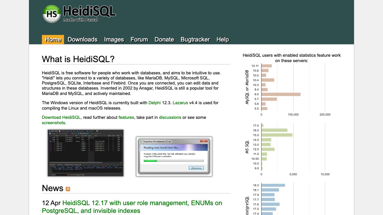 HeidiSQL official website preview