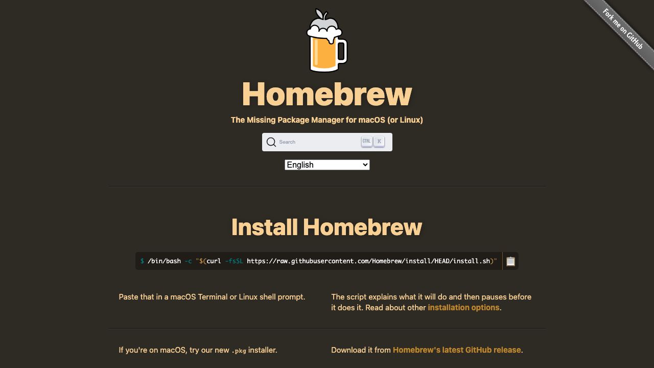 Homebrew official website preview