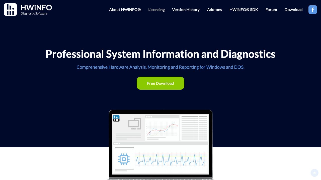 HWiNFO official website preview