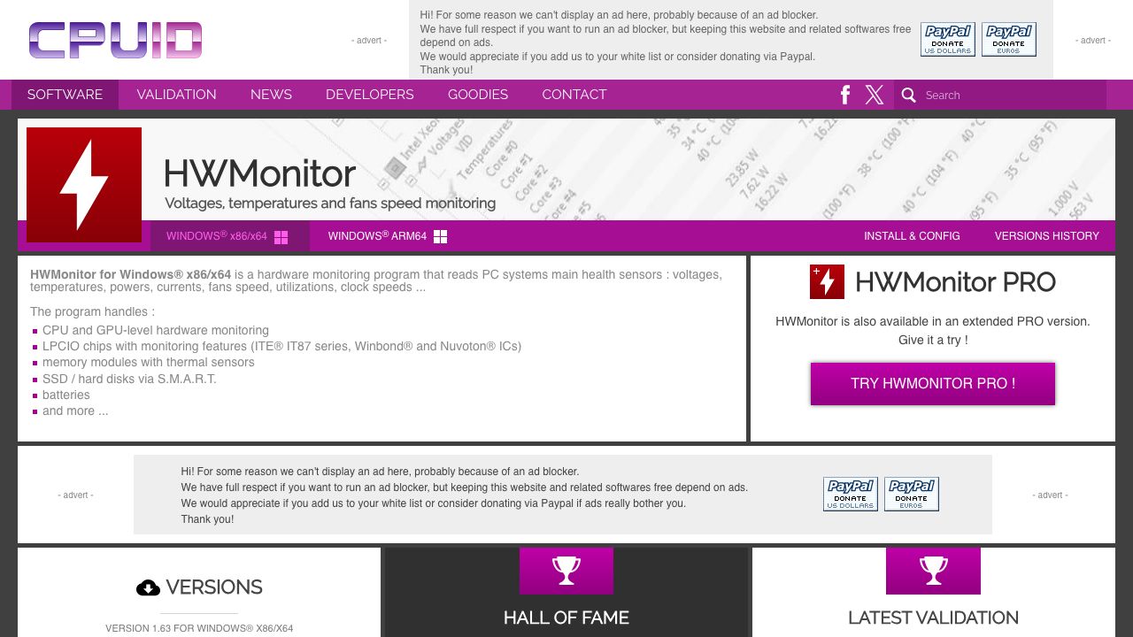 HWMonitor official website preview