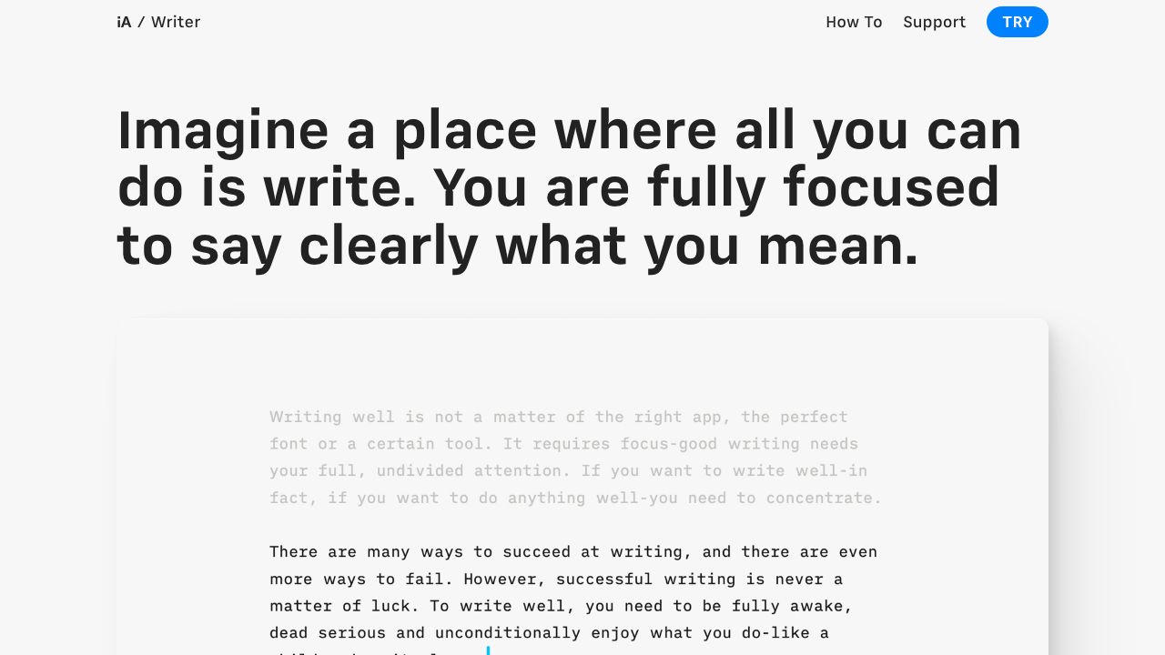 iA Writer official website preview
