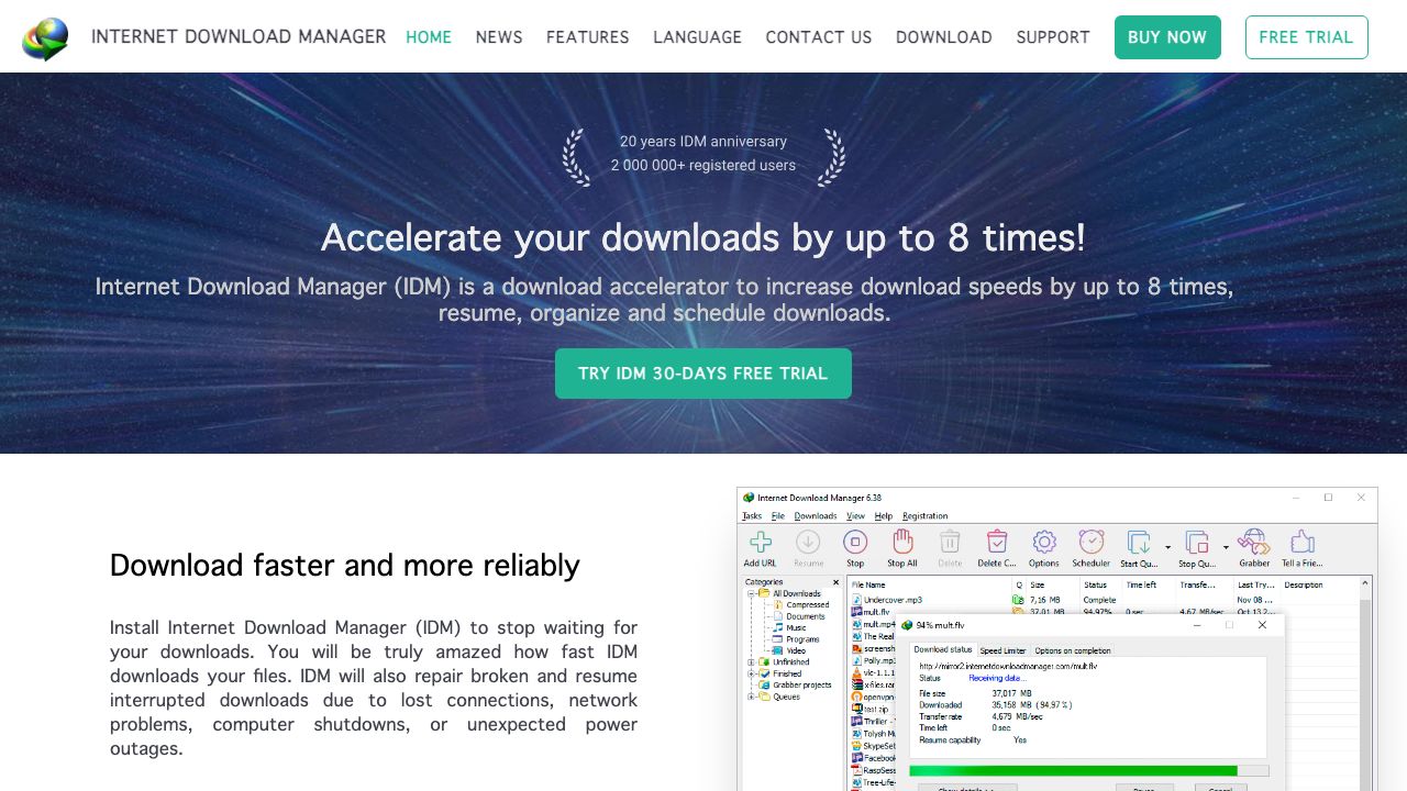 Internet Download Manager official website preview