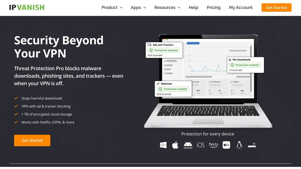IPVanish official website preview