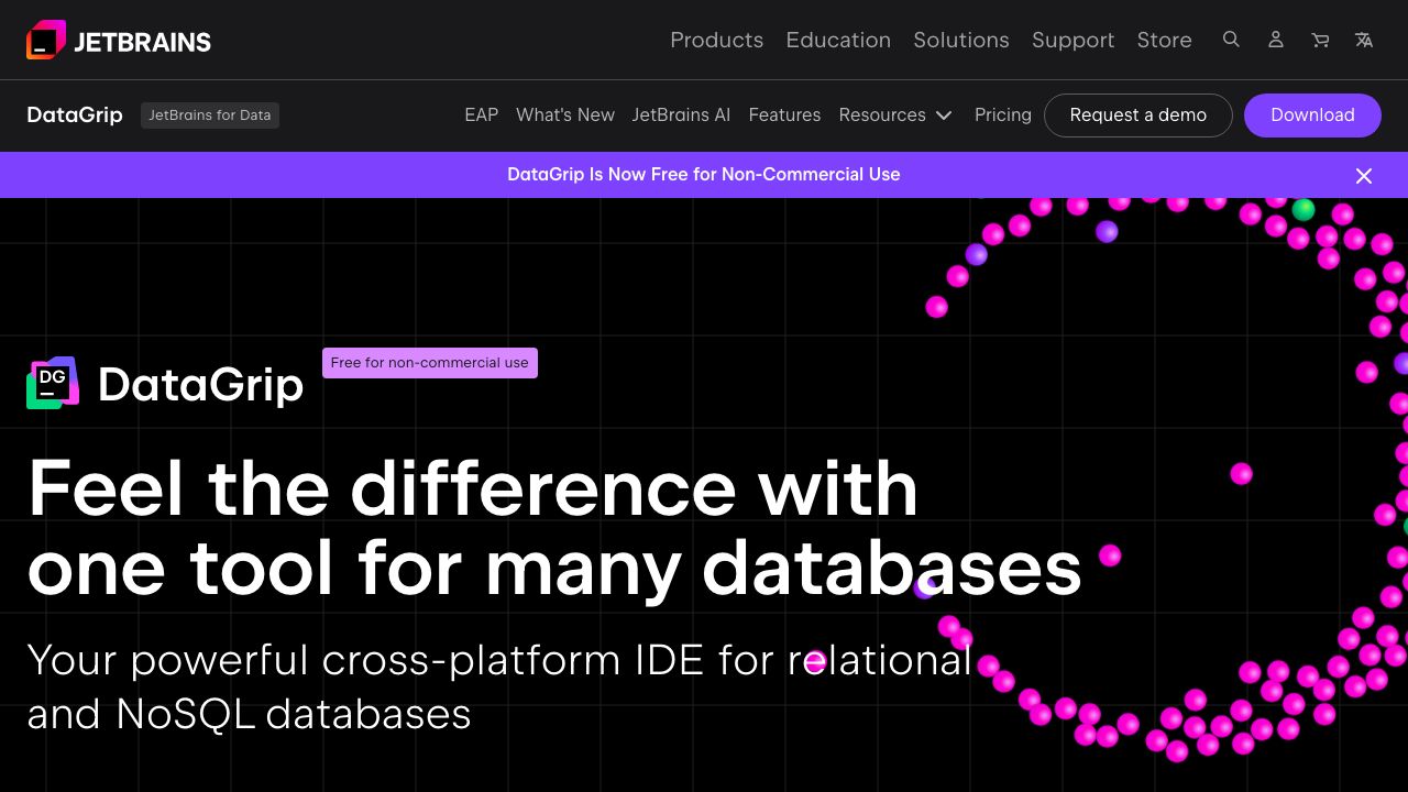 JetBrains DataGrip official website preview