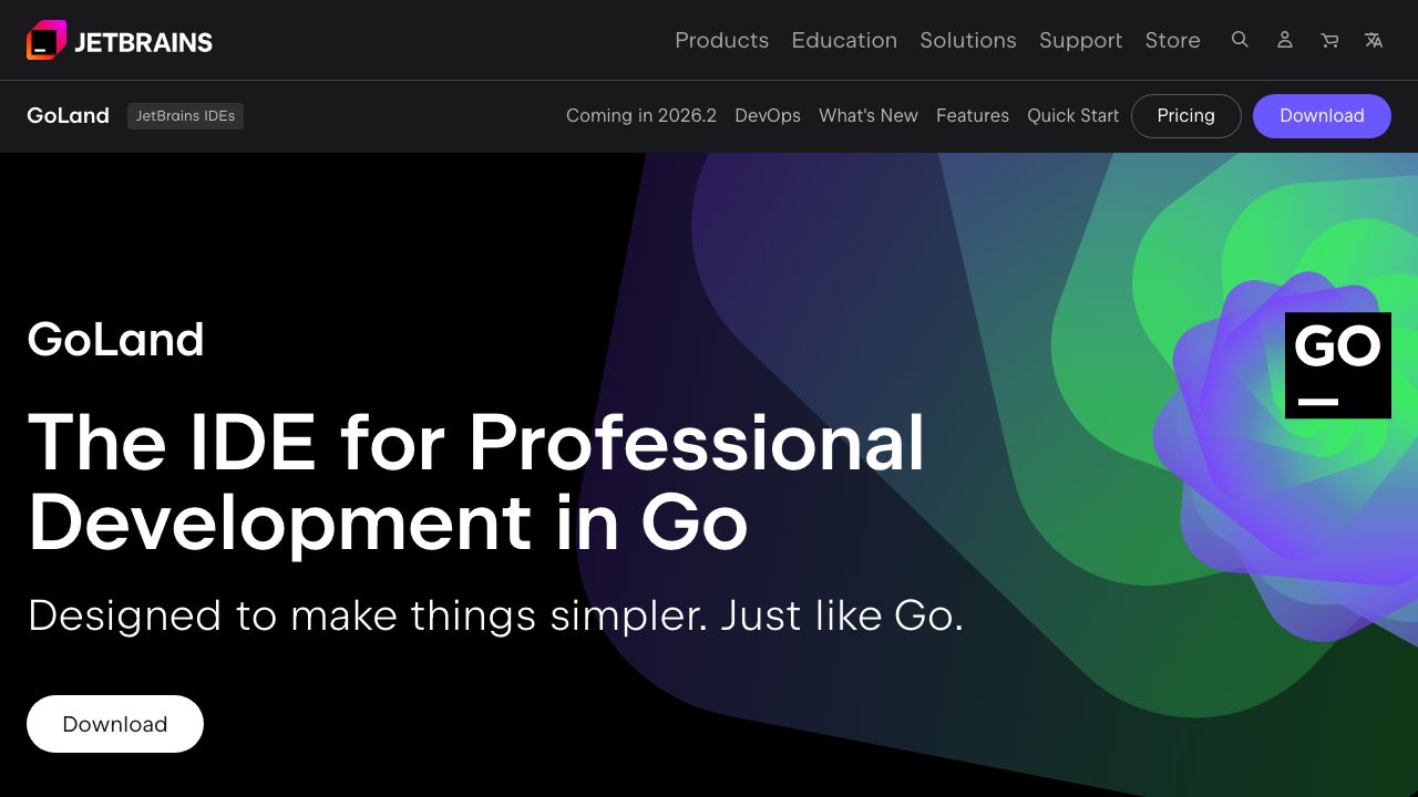 JetBrains GoLand official website preview