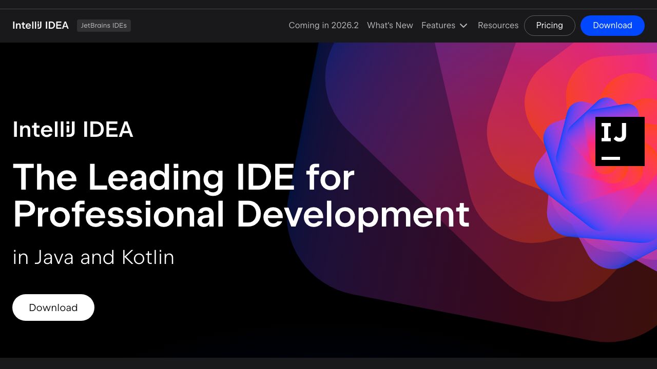 JetBrains IntelliJ IDEA official website preview