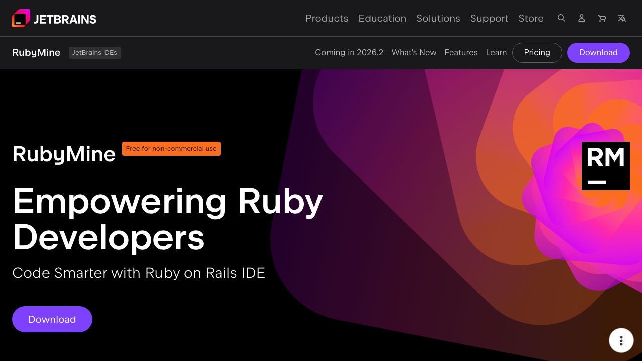 JetBrains RubyMine official website preview