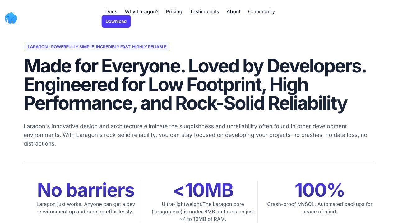 Laragon official website preview