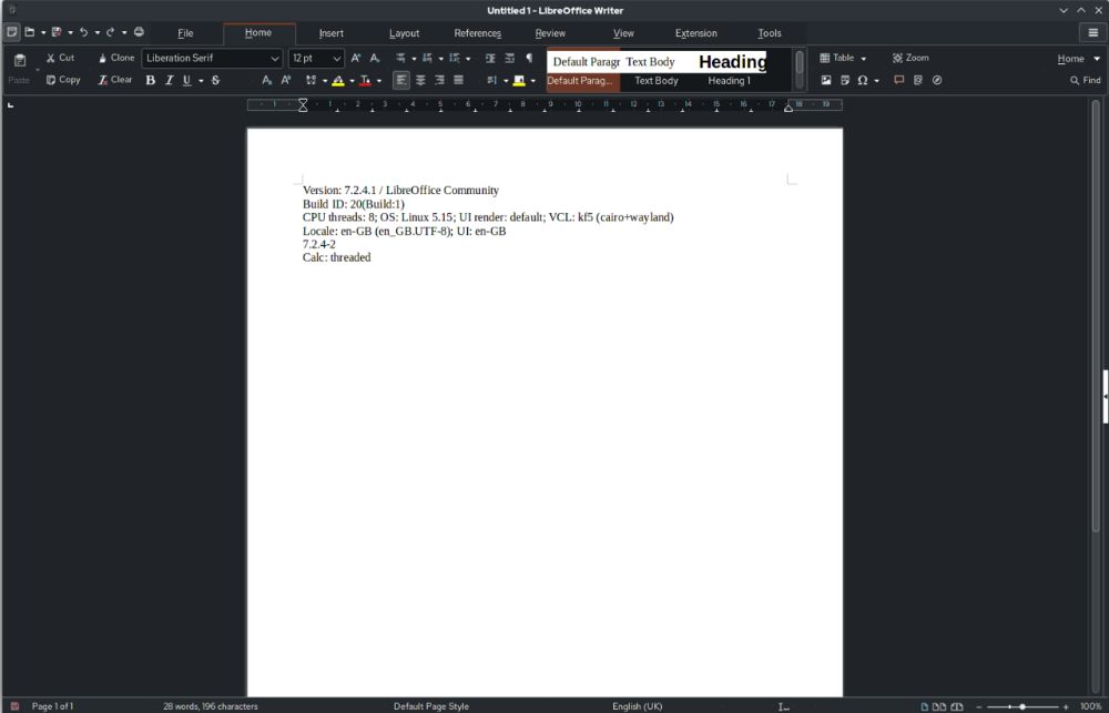 LibreOffice Writer interface preview 1