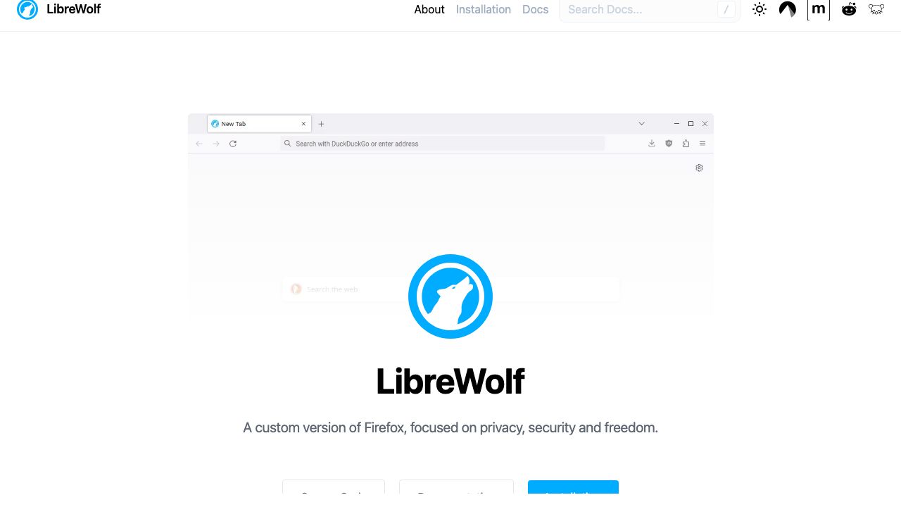 LibreWolf official website preview