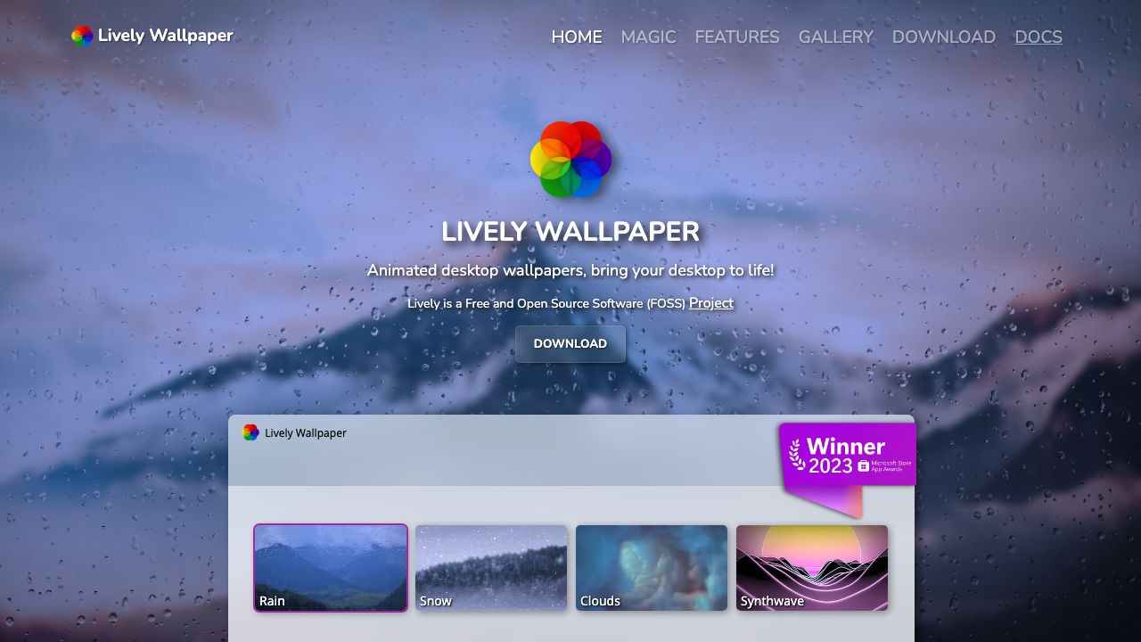 Lively Wallpaper official website preview