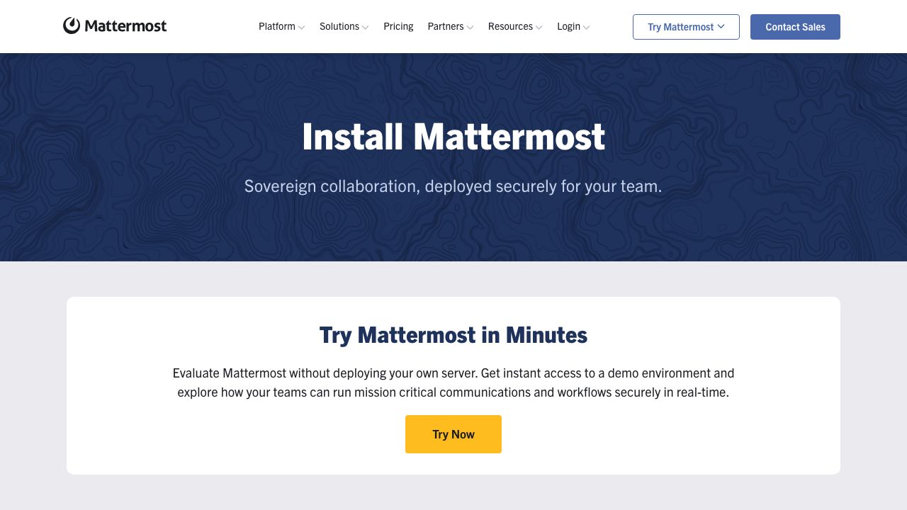 Mattermost Desktop official website preview