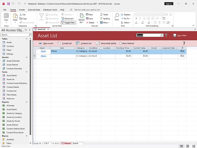 Microsoft Access interface preview 1