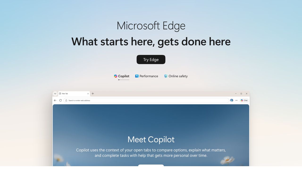 Microsoft Edge official website preview
