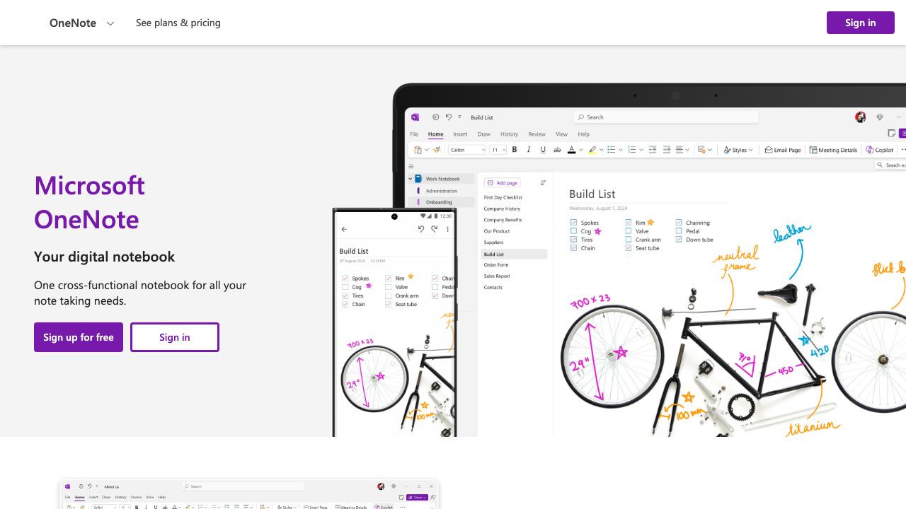 Microsoft OneNote official website preview
