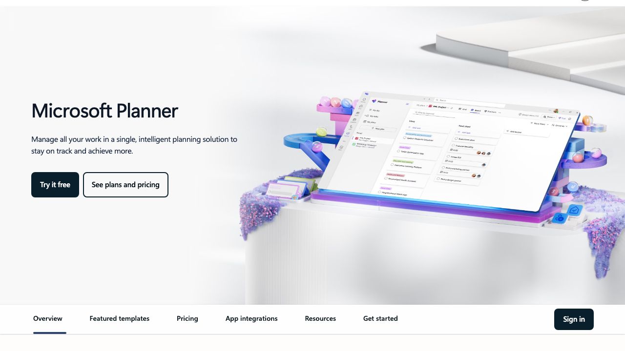 Microsoft Project official website preview
