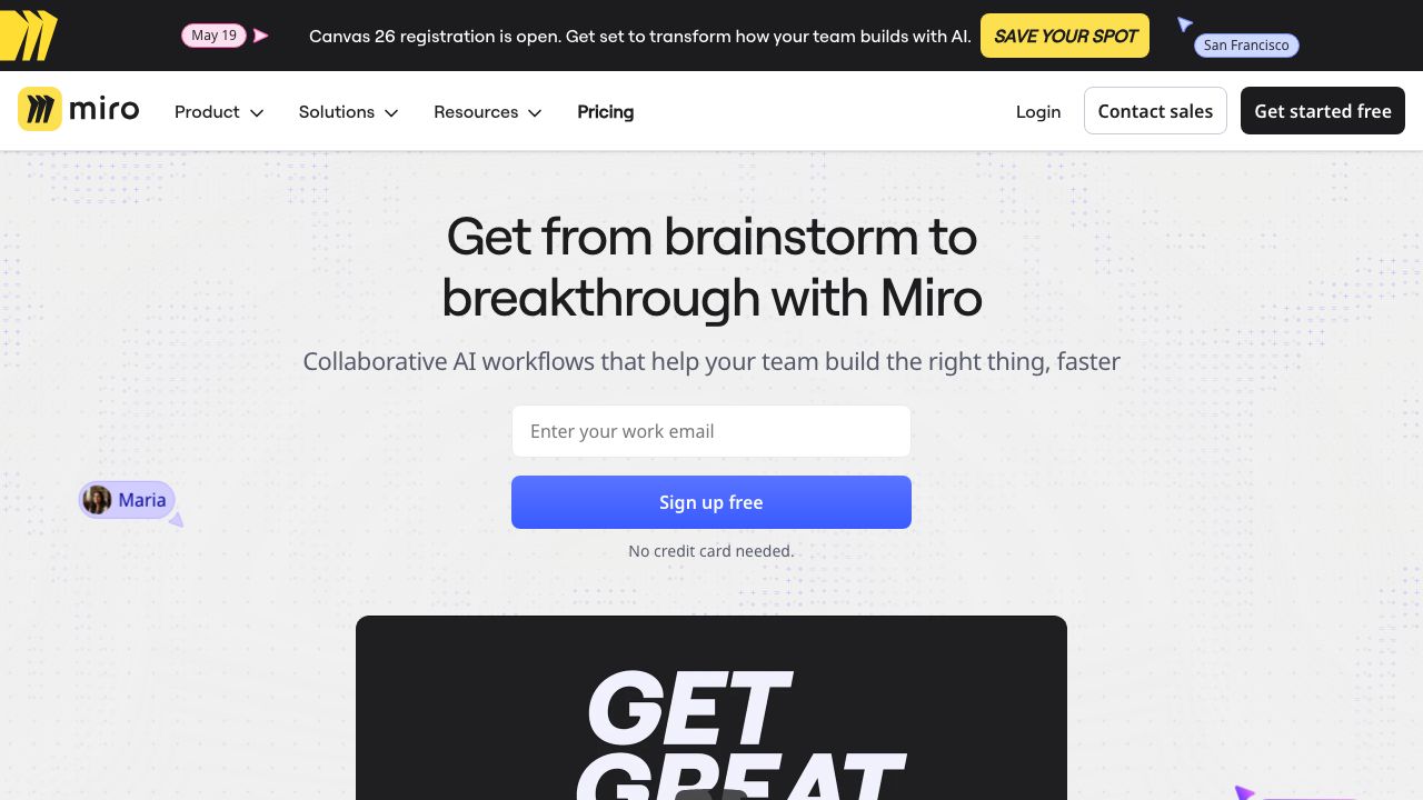 Miro official website preview