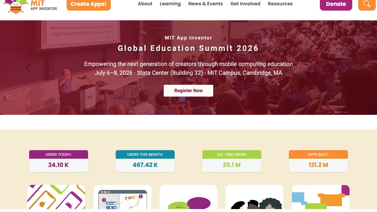MIT App Inventor official website preview