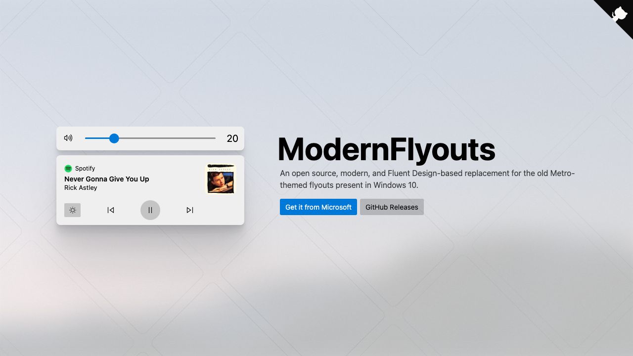 ModernFlyouts official website preview