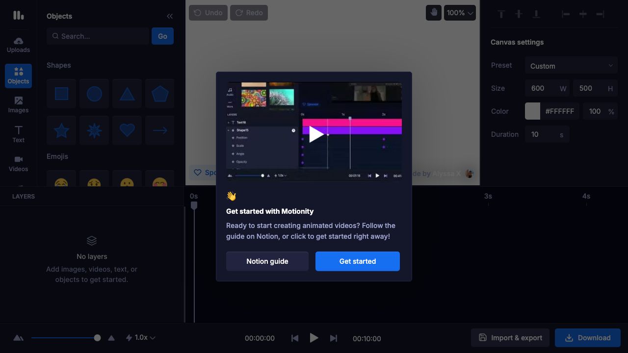 Motionity official website preview