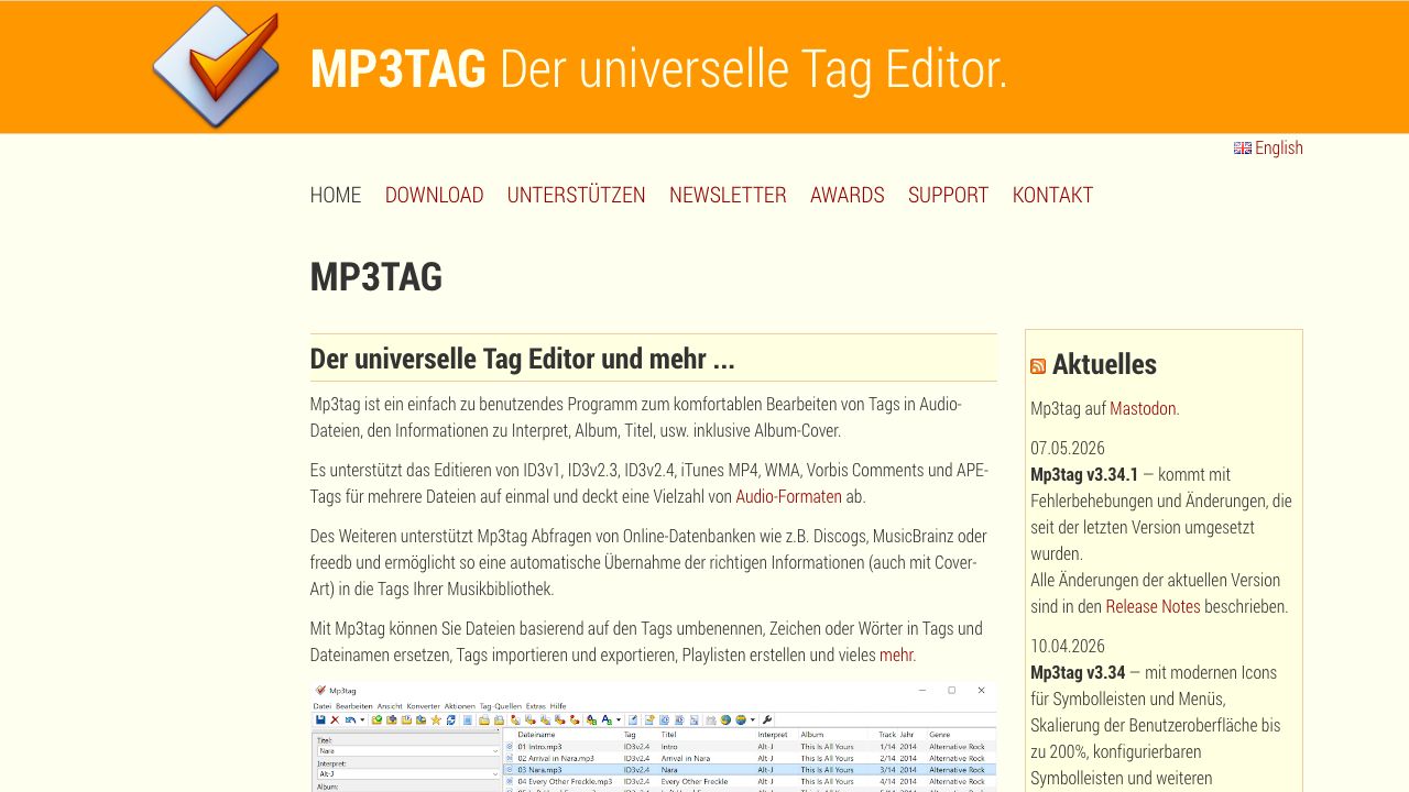 Mp3tag official website preview